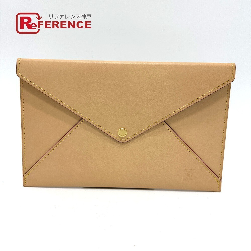 Louis Vuitton Pouch Clutch Case Envelope Travel Non Bag Clutch Leather Beige